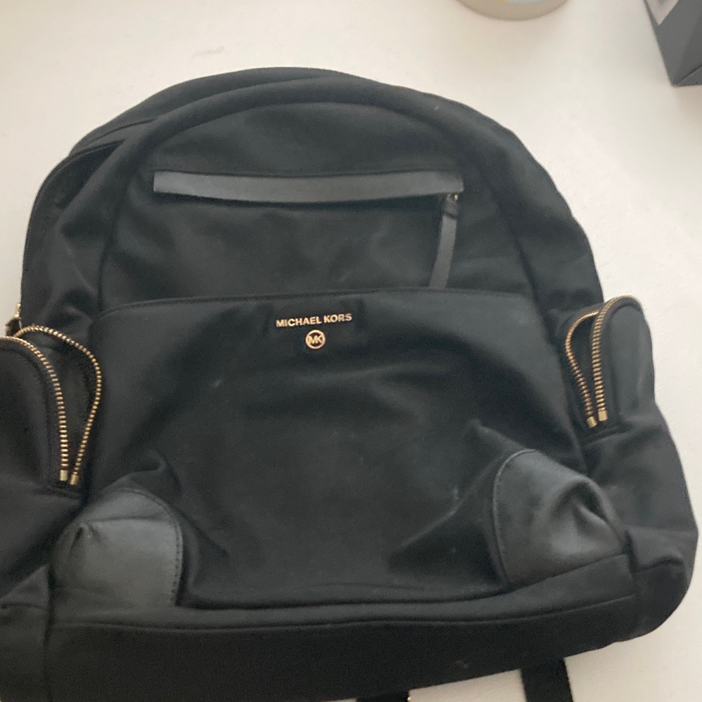 Michael Kors Black Men's Backpack with Gold Accents